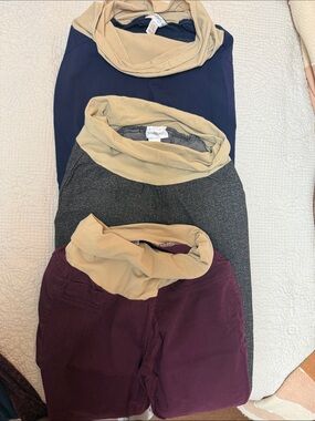 Motherhood Maternity size XS  Trio — Navy, Charcoal, Plum capri length pants .